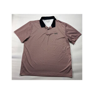Under Armour Men's The Performance Loose Fit Red Geo Print Polo Shirt - Size XL*